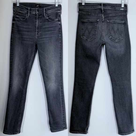 Mother Mid Rise Dazzler in The Night Is Watching 27 Stretch Black Gray Denim - Picture 7 of 16